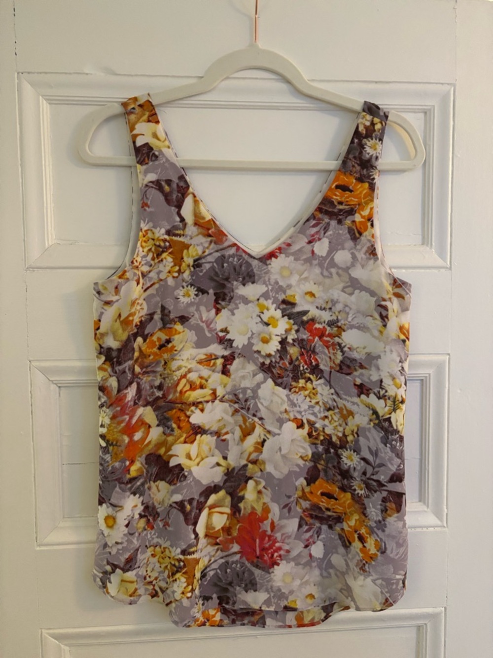 RW&CO. Floral V-Neck Camisole - Yellow, Orange, Gray
